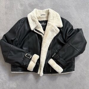Hollister faux leather bomber